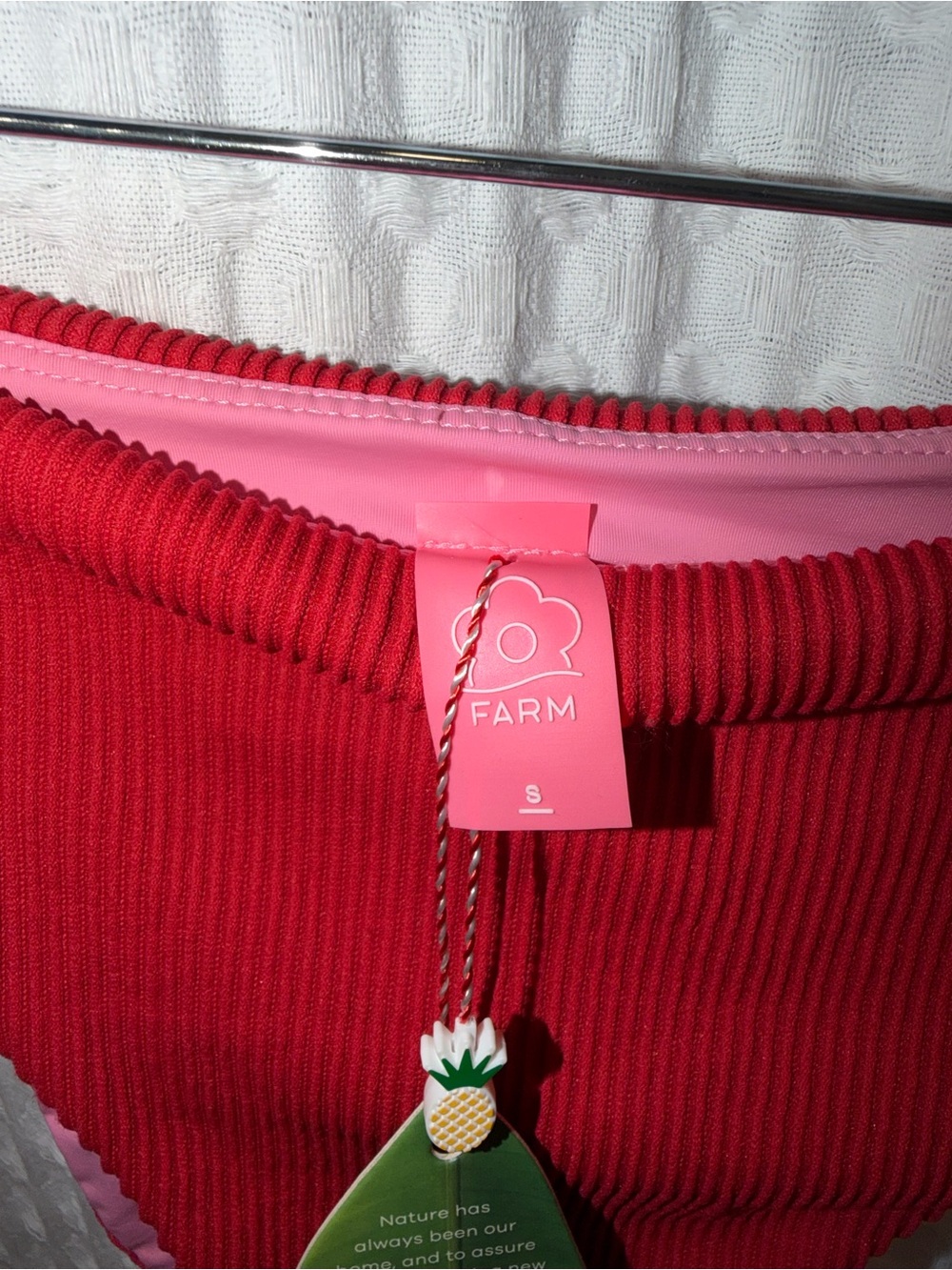 FARM Rio Red Ribbed High-Cut Bikini Bottom - Picture 6 of 6